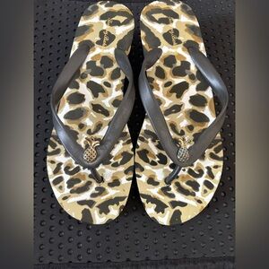 Tommy Bahama pineapple Leopard Print wedge sandals
